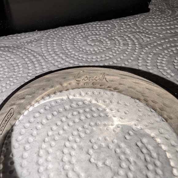 Coach Logo Pink Enamel Poppy Bangle Silver Tone Bracelet - Picture 4 of 4